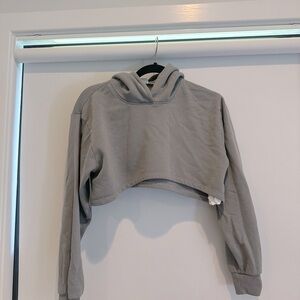 ZARA KIDS 13-14 ULTRA CROPPED GREY HOODIE